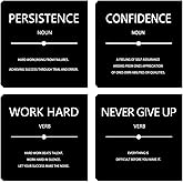 Motivational Wall Art Office Wall Decor 4 Pieces Inspirational Quotes Canvas Wall Art Poster Prints Framed Decoration Artwork for Office Living Room Bedroom Decor 12"x12"x4