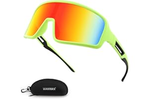 WANWAN Men Women Sports Sunglasses, Baseball Cycling Running Softball 80s 90s Glasses for Youth Adults Visor Shades