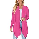 Uvog Women's Draped Front Open Cardigan Casual Long Sleeve Lightweight Cardigans Sweaters Duster