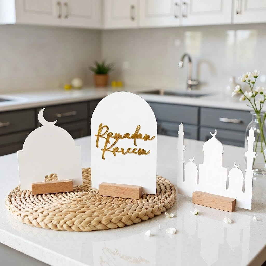 View 1 of *UNTESTED*
wfljl 3-Piece Ramadan Decoration for Table, Wooden Eid Mubarak Table Decor Set with Moon and Star, Reusable Ramadan Ornaments for Home
