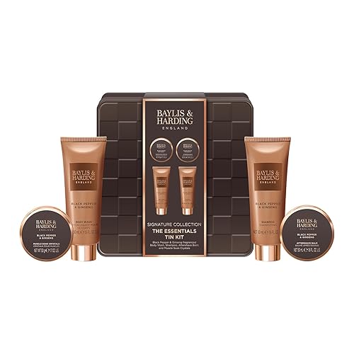 Baylis & Harding Black Pepper & Ginseng Men's The Essentials Tin Kit Gift Set (Pack of 1) - Vegan Friendly