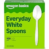 Amazon Basics Disposable Everyday White Spoons, 100 Count