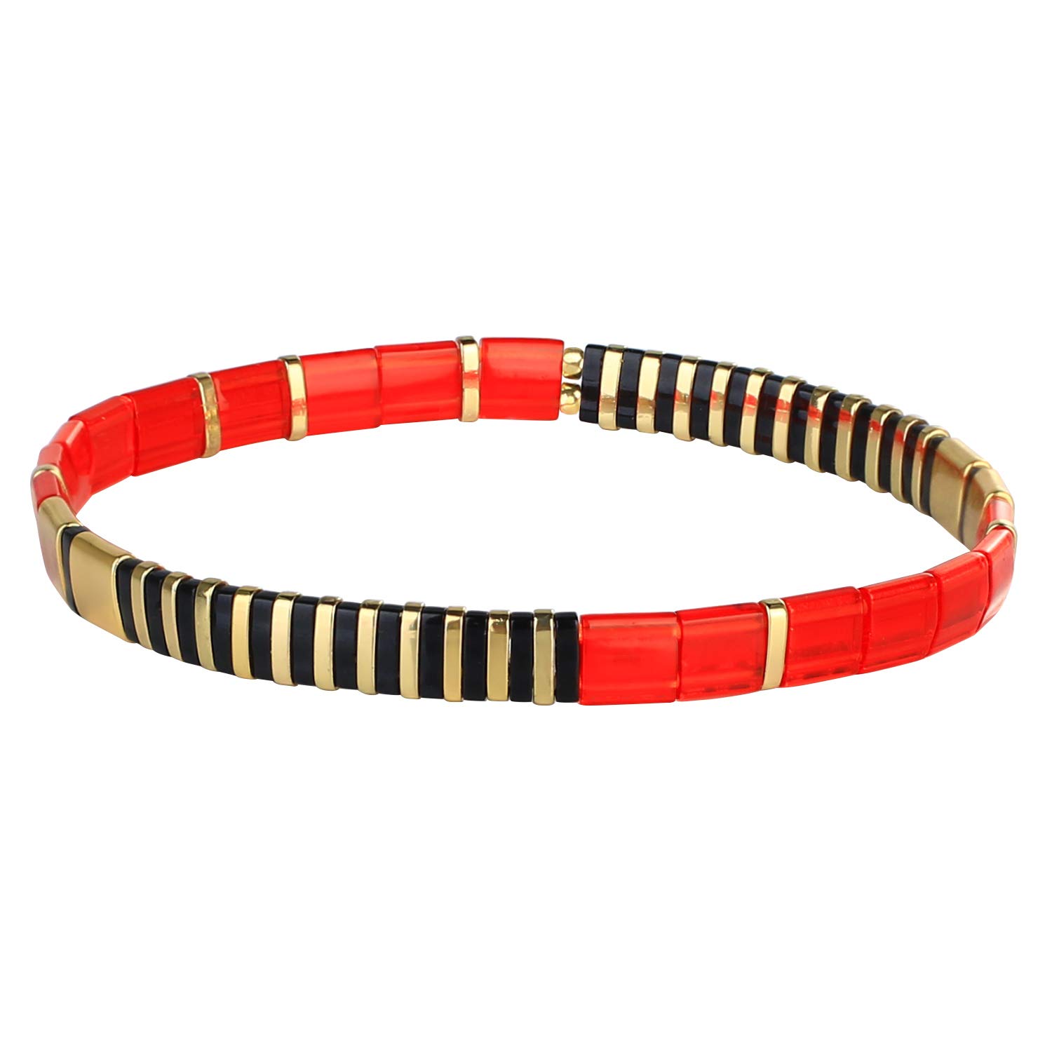 KELITCH Stretch Bracelets Mixed Tila Seed Beaded Bracelets Lucky Jewelry for Women Lovers - 06O