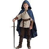 MCJC Kids Medieval Cloak,Renaissance Cape with Decorative Clasp, Halloween Costume