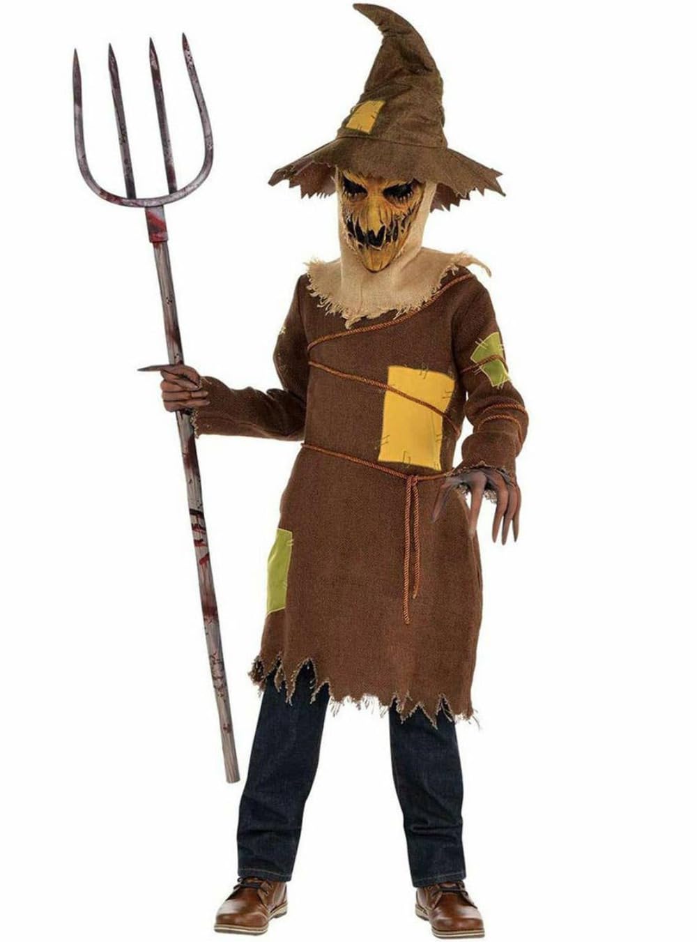 (PKT) (Fix 12/25) (9902436) Child Boys Scary Scarecrow Boy Costume (8-10yr)