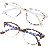 FEIVSN 2 Pack Reading Glasses for Men Women Vintage Full Lens Reader Glasses Outdoor Magnifying Eyewear NON BIFOCAL 2.0x