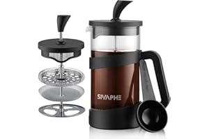 Sivaphe Small French Press 12oz Light-weight Durable High Borosilicate Carafe/Tea Maker Single Serve Coffee Press Frothed Brewer