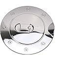 Triple Chrome Fuel Tank Cap Gas Door Cover for 2009-2017 Dodge Ram 1500 2500 3500