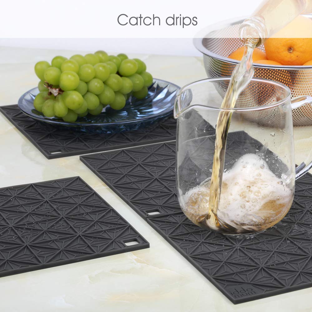 IDDOMUM Hot Pad Trivet for Hot Dishes and Pots, Heat-resistant Pot Holder, Large Drying Mat for Kitchen(4 Pack)