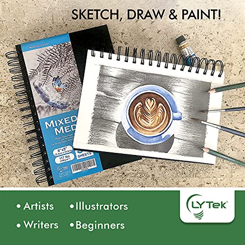 LYTek Mixed Media Sketchbook,Multimedia Sketch Book Hardcover, for