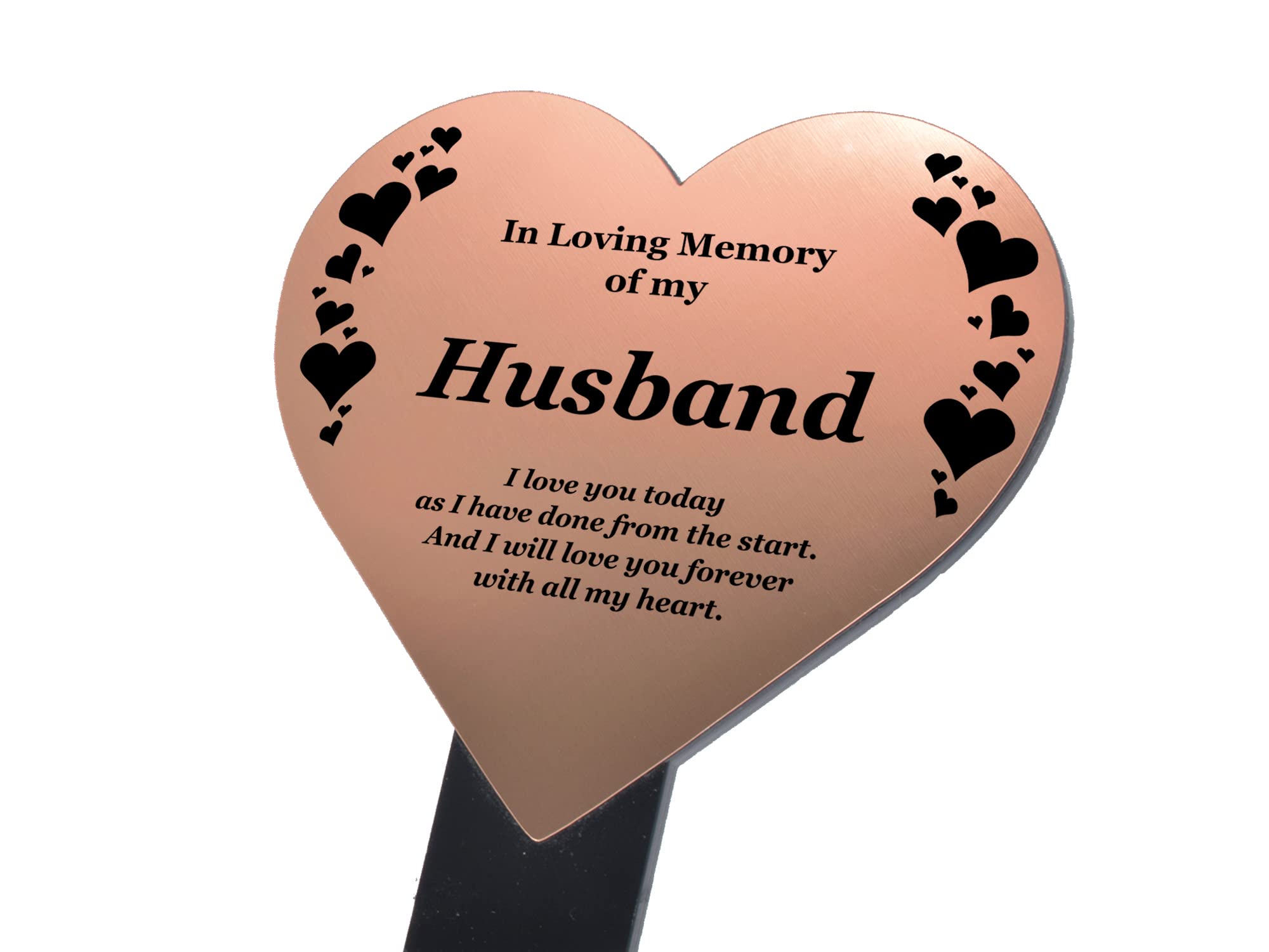 OriginDesigned Husband Memorial Remembrance Plaque Stake, HEART SHAPE - Gold/Silver/Copper, Waterproof, Outdoor, Grave Marker, Tribute, Plant Marker Active Restock requests: 0 (Copper)