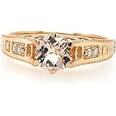 Natural 1ct Peach Morganite 14k Rose Gold Over Sterling Silver Engagement Ring Size 5, 6, 7, 8, 9