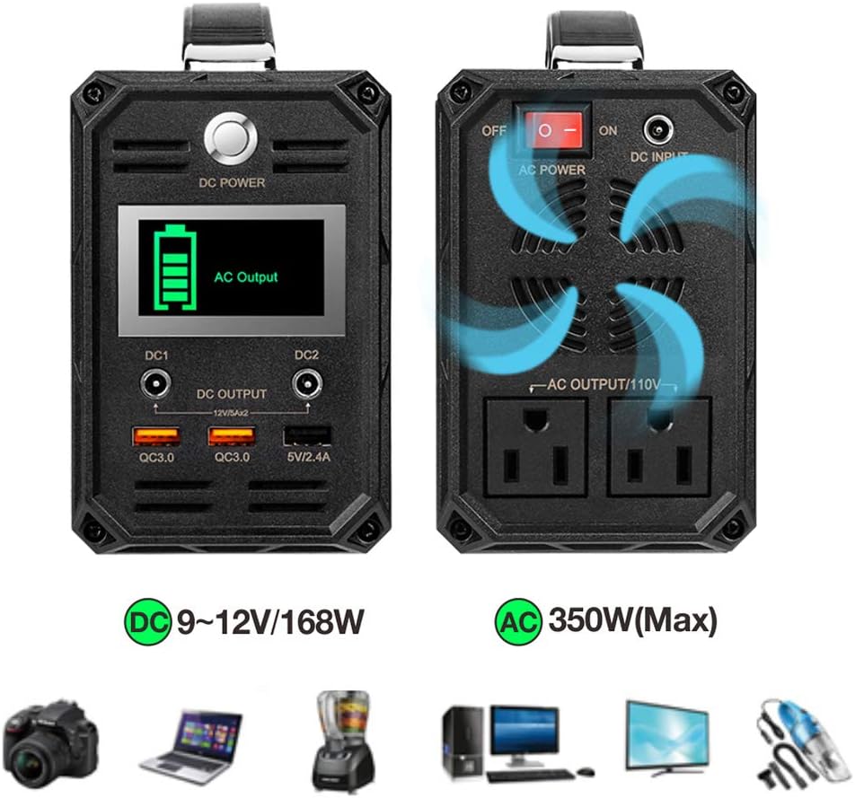 300W Solar Generator, FlashFish 60000mAh Portable Power Station Camping Potable Generator, CPAP Battery Recharged by Solar Panel/Wall Outlet/Car, 110V AC Out/DC 12V /QC USB Ports for CPAP Camp Travel : Garden & Outdoor