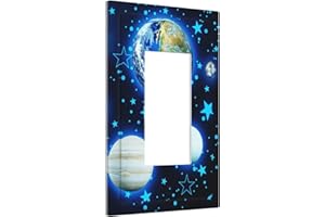 DJTRRF Blue Stars Planet 1 Gang Light Switch Cover Decorative Wall Plate Single Rocker GFCI Switchplate Electrical Faceplate for Home Nursery Decor
