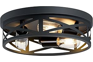 SKEJAO Flush Mount Ceiling Light Fixture,3-Light Ceiling Light Fixture,Black Hallway Light Fixtures Ceiling,Light Fixtures Ceiling Mount for Kitchen,Farmhouse,Hall,Bedroom,Bathroom (1 Pack)