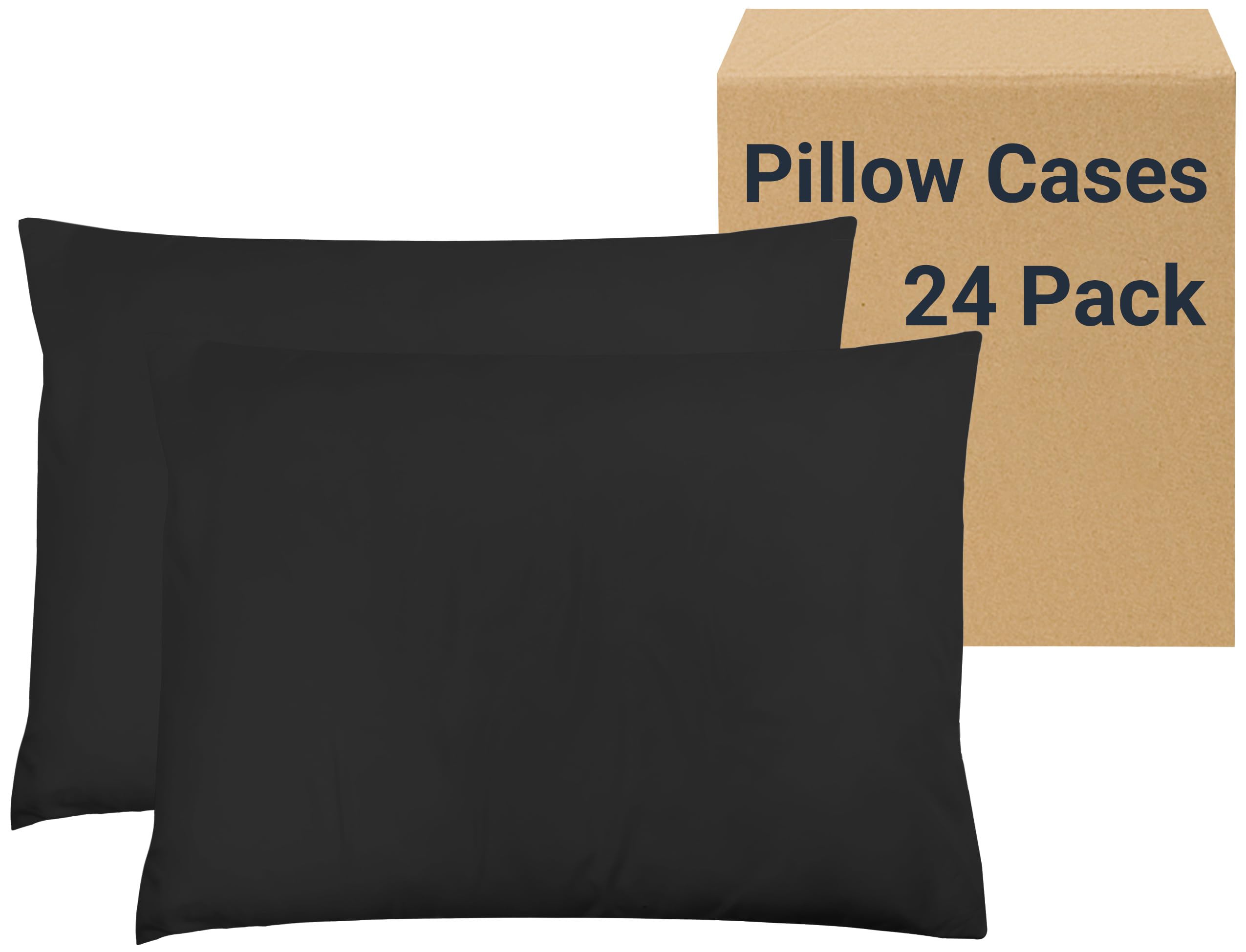 ZPECC Pillow Cases Bulk 24 Pack - King Pillowcases with Envelope Closure, Soft Brushed Microfiber Pillow Cover for Hotel Airb&bs Hospital Bedding Essential, Black Image