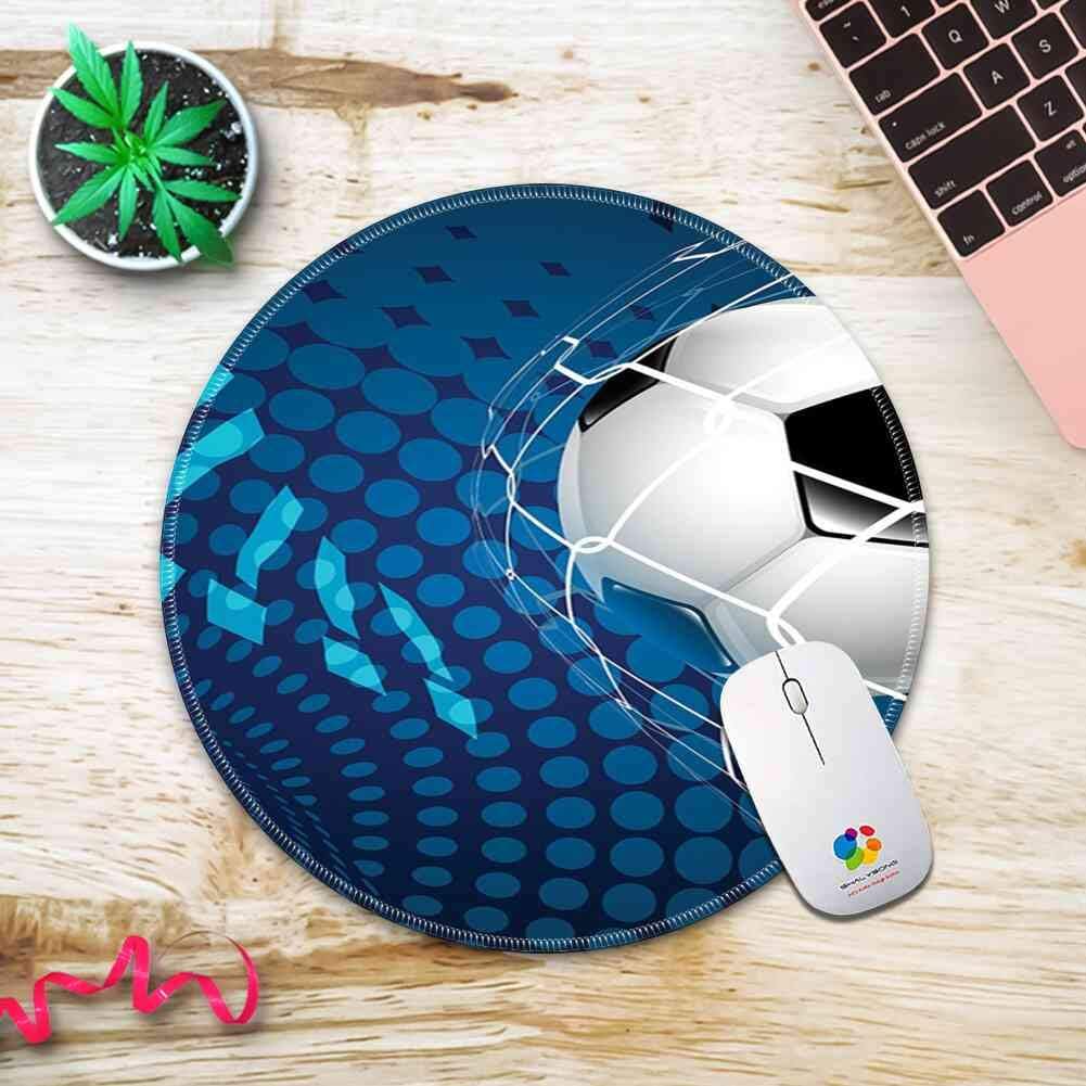 Round Mouse Pad Mousepad with Soccer,Goal Football Flying into Net