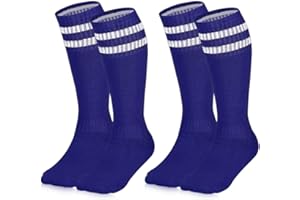 ZEPOHCK Kids Soccer Socks for Boys and Girls - 2 Pairs Knee High Athletic Socks for Youth Shoe Size 3-6.5, Ages 6-12