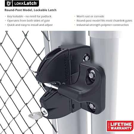 D D Technologies Llabrnd Round Post Lokklatch With External Access Kit Locking Gate Gravity Latch Key Lockable On Both Sides Of Gate For Chain Link Fences Black Amazon Com