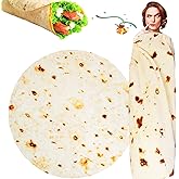 SILUI Tortilla Burrito Blanket White Elephants Gifts for Adults Kids Funny Novelty Gag Food Throw Blanket for Birthday Christmas 300 GSM Flannel Taco Wrap Blanket(71 Inches)