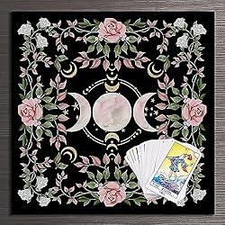 GIRTEXFA Moon Phase Altar Cloth Floral Tarot