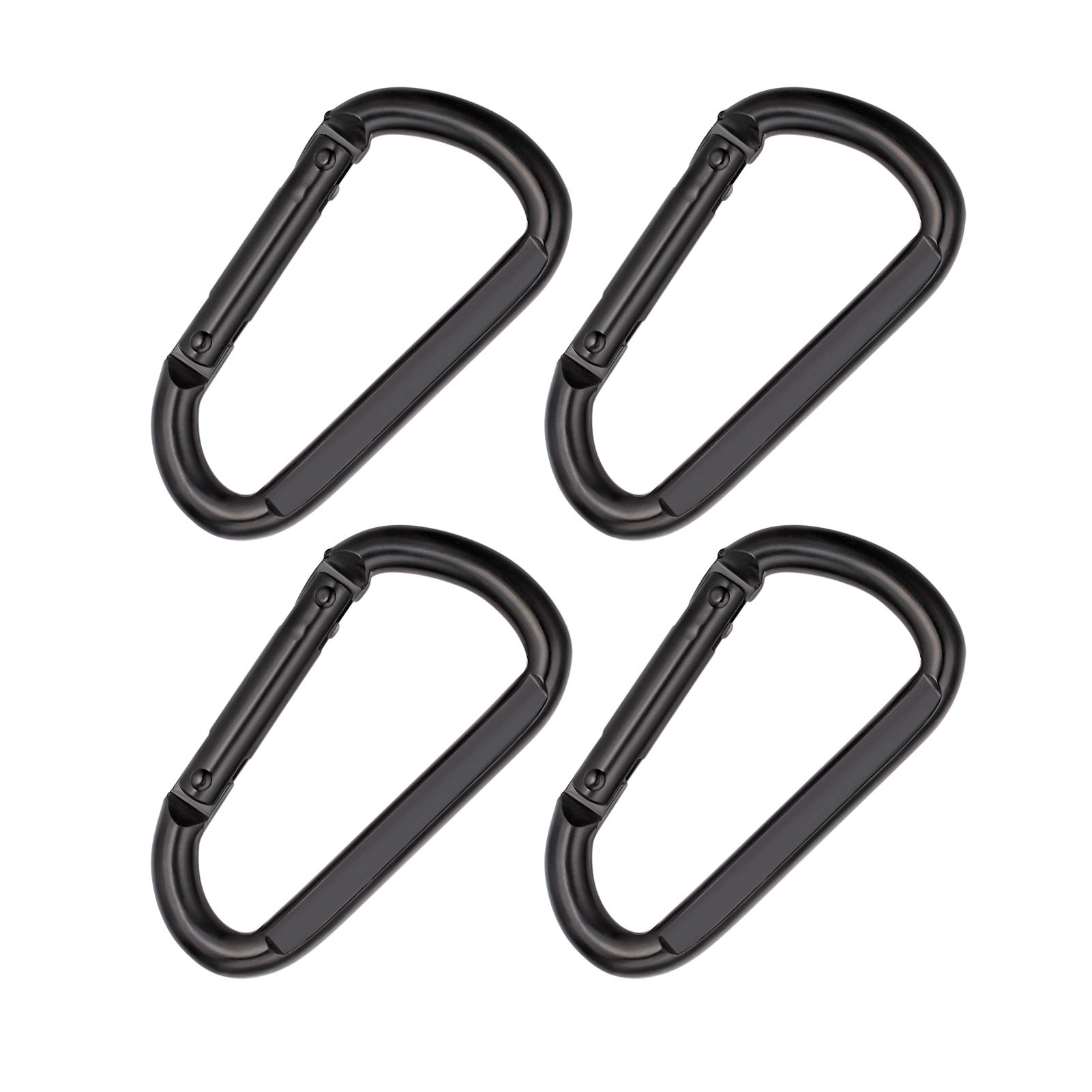 Photo 1 of OWAYOTO 3 Inch Black Carabiner Heavy Duty Spring Snap Hook D Shape Steel Clip Link Buckle M8x80mm 4pcs