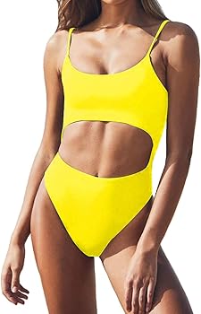 meyeeka womens scoop neck cut out front lace up back high cut monokini one piece swimsuit