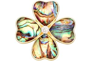 SENFAI Four Heart Leaf Abalone Shell Flower Magnetic Clip Holder Brooch Jewelry