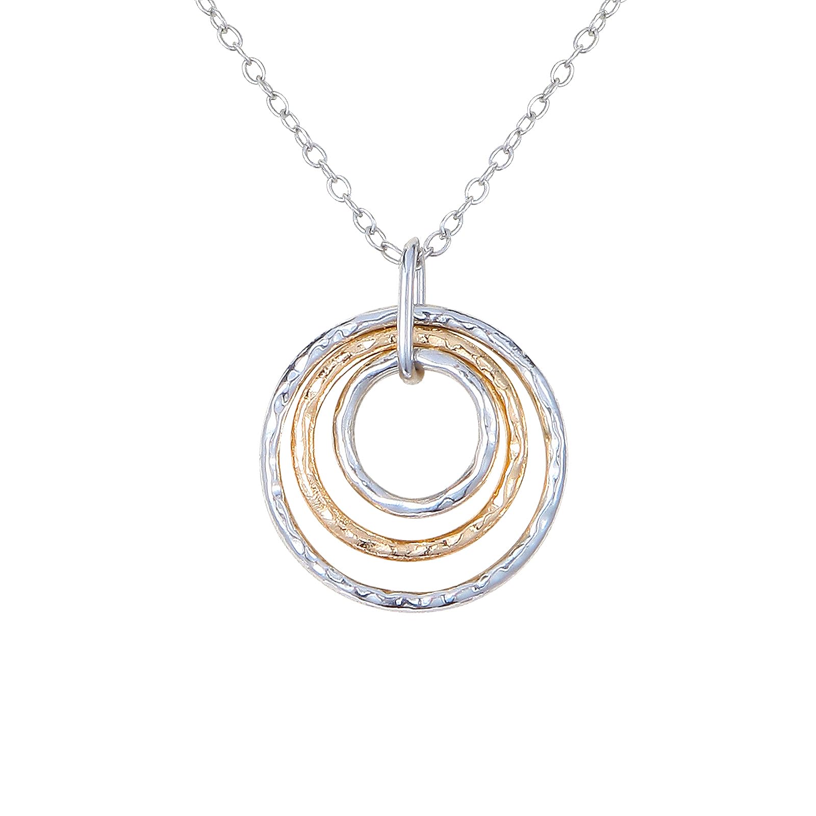 Photo 1 of Jojomina Mixed Metal Gold and Silver Two Tone Necklace for Women Hammered Circle Hoop Pendnat Necklaces Jewelry Trendy