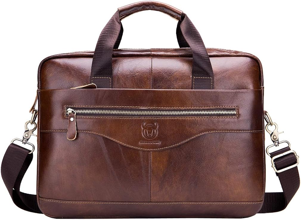 Xieben Leather Shoulder Messenger Bag Briefcase for Men Women Travel Outdoor Business Office Hangbag Laptop Pack Crossbody Sling Pouch Daypack Brown - Image 3