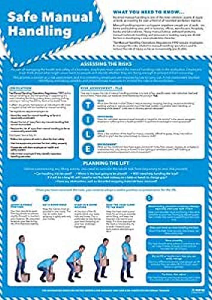 Safe Manual Handling | Health and Safety Posters | Laminated Gloss Paper 850mm x 594mm (A1) | Health and Safety Office and Commercial Wall Charts | Education Charts by Daydream Education