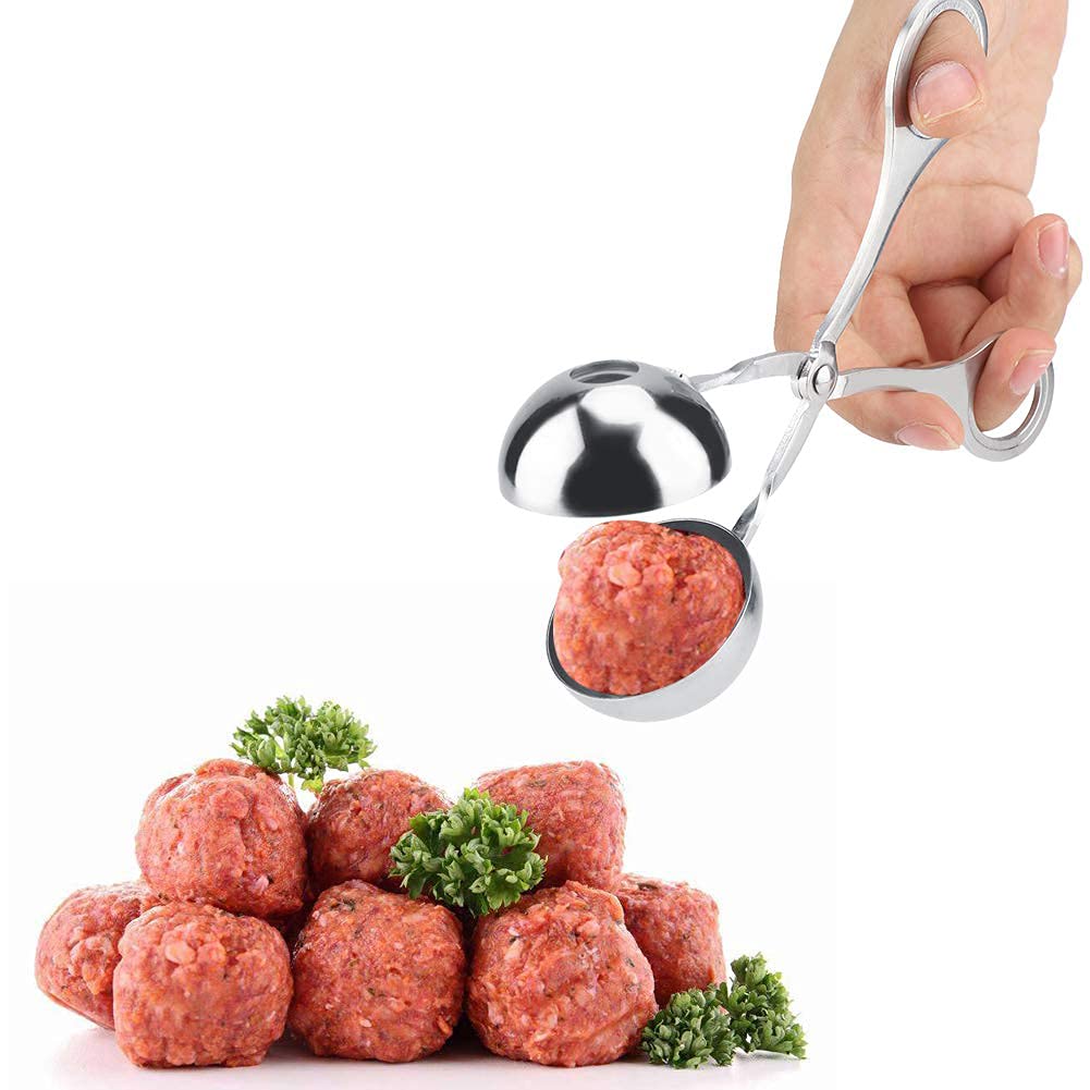 None-Stick Meat Baller,Nonstick Meatball Scoop Ball Maker Ice Tongs for Cake Pop,Stainless Steel Meatball Maker Cake Pop Meatball Scoop Ball Maker Cookie Dough Scoop for Fruit, Cookie Dough