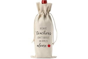 FBCCZEY Funny Teacher Gifts for Women Wine Bag, Valentines Day Teacher Gifts Wine Bag, Teacher Retirement Appreciation Birthday Gifts Wine Bottles Gifts, Wine Bag for Teacher