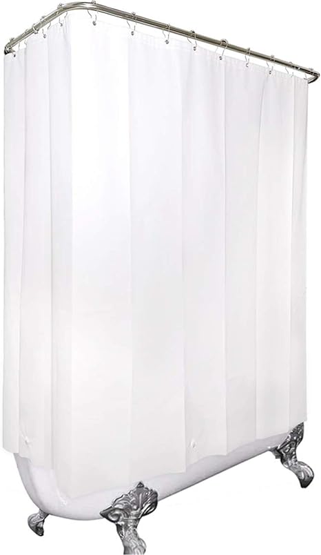 Amazon Com Riyidecor Clawfoot Tub Shower Curtain Bathtub Round White All Around 180 X 70 Inches Wrap Around Peva Extra Wide Home Shower Panel 32 Pack Shower Hooks Included Heavy Duty Not Including Rod