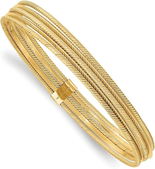 Amazon.com: 14k Gold Polished and Textured Multi Bracelet Cuff