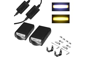 AUOKAY Motorcycle Driving Lights Double Color Lights White/Amber 3 Modes Hi/Lo Beam Sport Front Grille LED Lights with Lens Waterproof for SUV ATV Bike UTV Truck Boat,Pack of 2