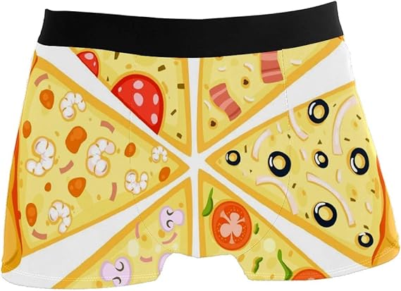Amazon メンズ下着 メンズボクサーパンツ ピザ かわいい ボクサーブリーフ インナーパンツ 男性下着 吸汗速乾 通気良い 弾力性 前閉じ インナー 贈り物 S ボクサー 通販