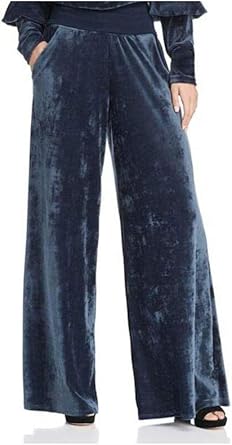 navy velvet wide leg trousers