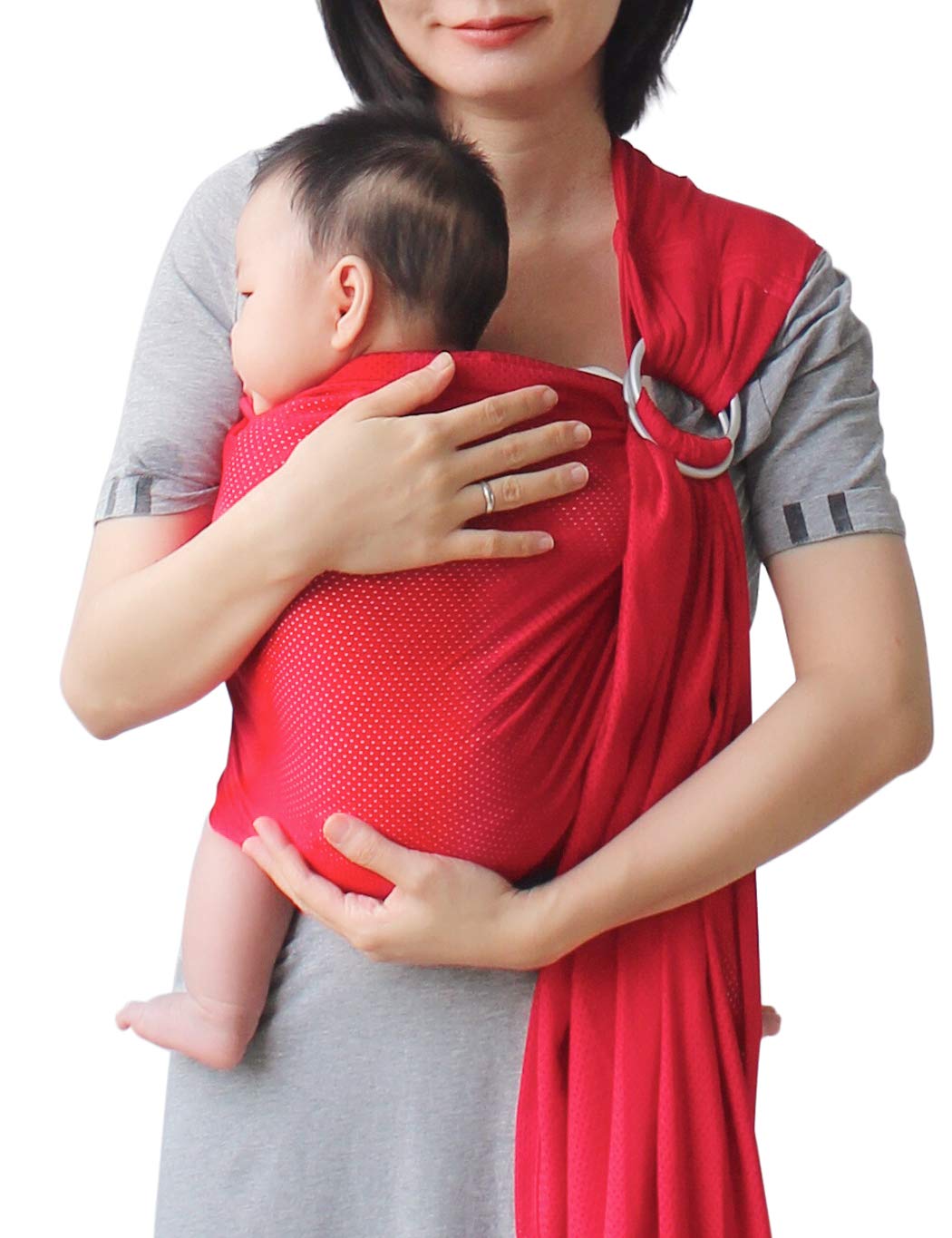 Photo 1 of Vlokup Baby Water Ring Sling Carrier | Lightweight Breathable Mesh Baby Wrap for Infant, Newborn, Kids and Toddlers | Perfect for Summer, Swimming, Pool, Beach | Great for Dad Too Red