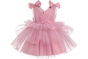 IMEKIS Toddler Girls Butterfly Birthday Dress Rainbow Tulle Formal Wedding Party Ruffle Tutu Dresses Photo Shoot