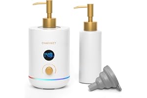 CHARMKEY Massage Oil Warmer, 2 Oil Bottle Dispensers & 2 Silicone Funnels, Digital Heater for SPA, Oil Lotion Cream for Salon