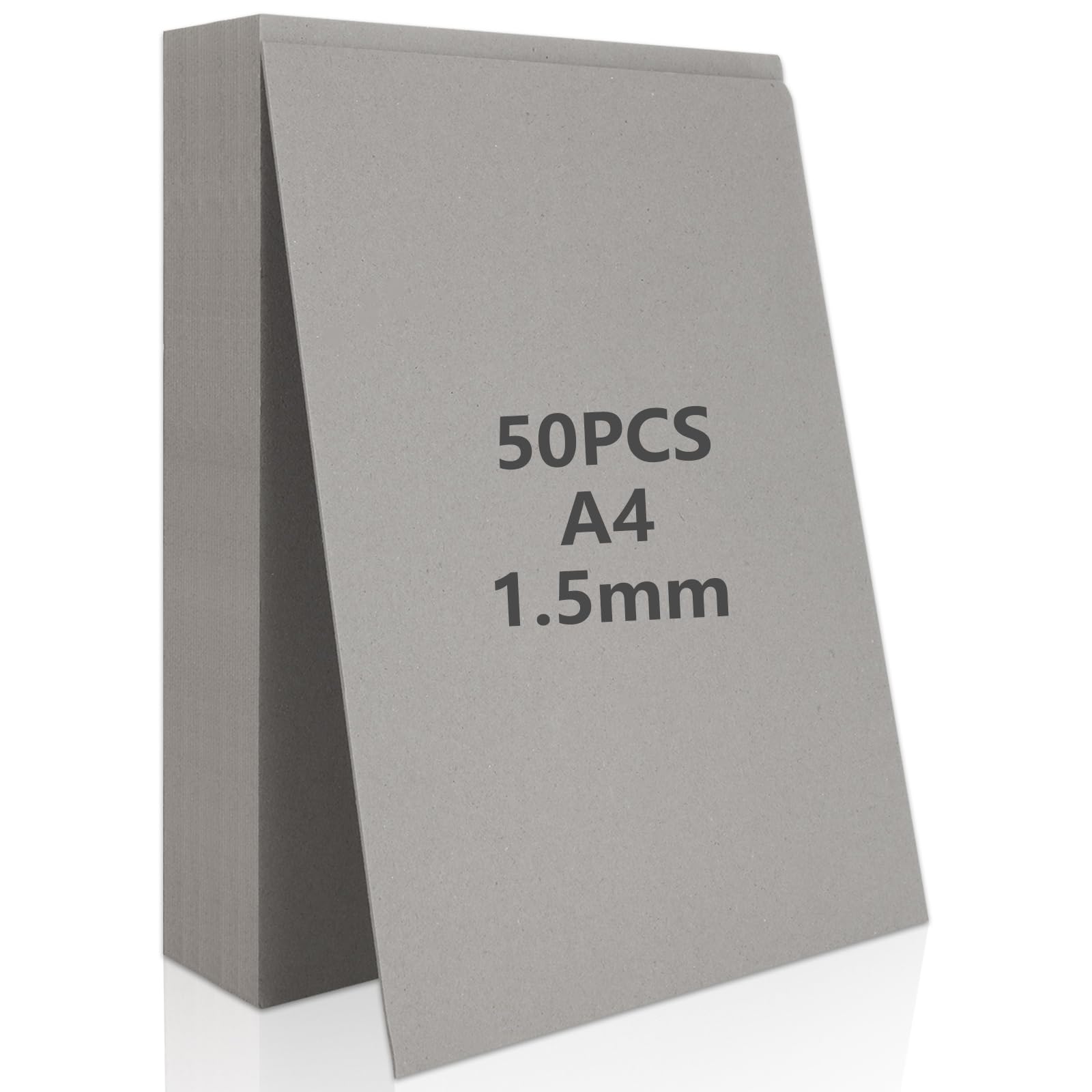 Oungy 50 Sheets A4 Greyboard, 1500 Micron Mount Board A4 Chipboard, 1.5mm Cardboard Sheets Hardboard Sheets for Model Making