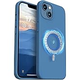 RAIZUS Magnetic for iPhone 13 Case, Silicone Phone Case [Compatible with MagSafe] Slim Shockproof Soft Anti-Scratch Microfiber Lining Phone Case for iPhone 13 6.1 inch, Sky Blue