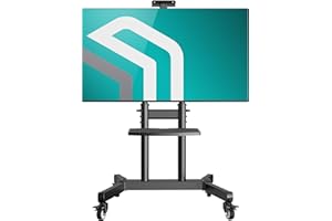 ONKRON Mobile TV Stand for 50-90 Inch TVs up to 198.4 lbs, Tilting & Height Adjustable TV Portable Stand with Wheels, max VESA 800x600, Mobile TV Cart Rolling TV Stand with Shelf Black
