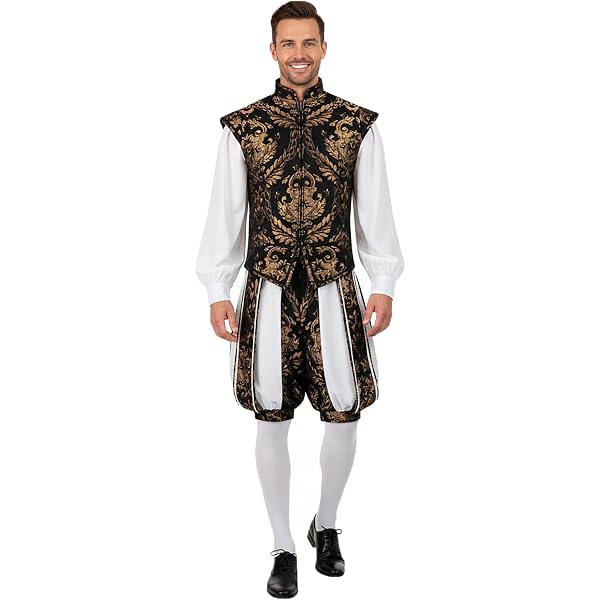 Amazon.com: Willyacos Men's Tudor Elizabethan Period Costume Royal Pince  Tudor King Nobleman Costume Vest Pants Hat Cape (Black Silver, S) :  Clothing, Shoes & Jewelry