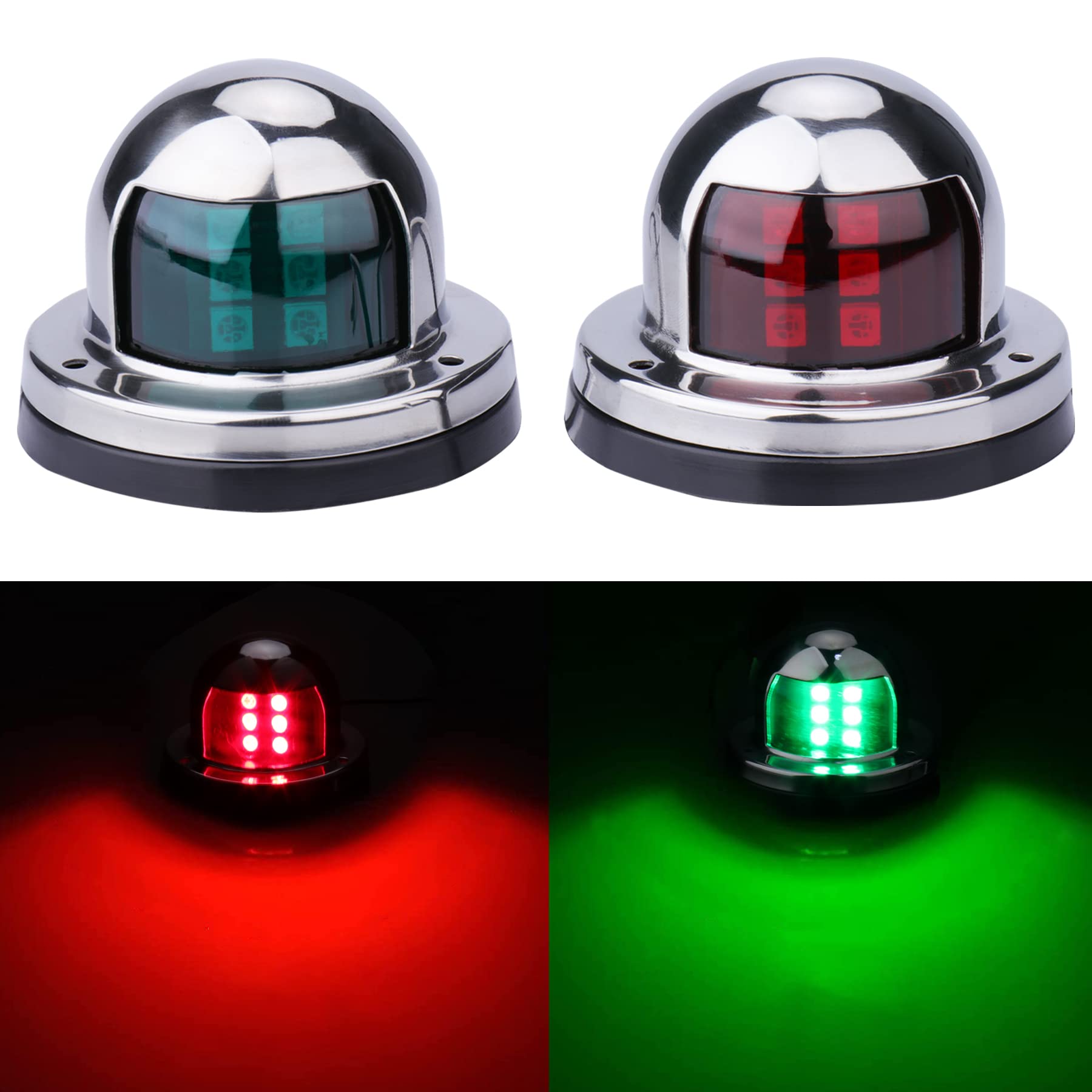 Photo 1 of MANUMARINE Boat Navigation Lights, Stainless Steel Led Bow Light for Pontoon and Small Boat (One Pair,Silver)