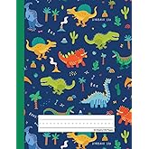 Dinosaur Era - Primary Story Journal: Dotted Midline and Picture Space | Grades K-2 School Exercise Book | 100 Story Pages - Blue
