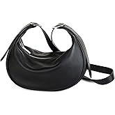 DONNAIN Casual Soft Leather Hobo Bags Women Crossbody, Trendy Crescent Shoulder Bag and Black Mini Purse (Black, Small)