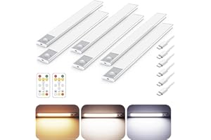 SKAIRIPA 12" Ultra-Thin Under Cabinet Lighting Wireless, Aluminum Alloy Under Counter Lights for Kitchen, 3-Color-Temps Magnetic Closet Lights, Rechargeable Motion Sensor Light Indoor (6 Pack, Silver)