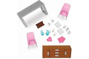 Lori – Dining Room Set for Mini Dolls – Dollhouse Furniture for 6-inch Dolls – Table, Chairs, Accessories – Toys for Kids – 3 Years + – Moderna Dining Set